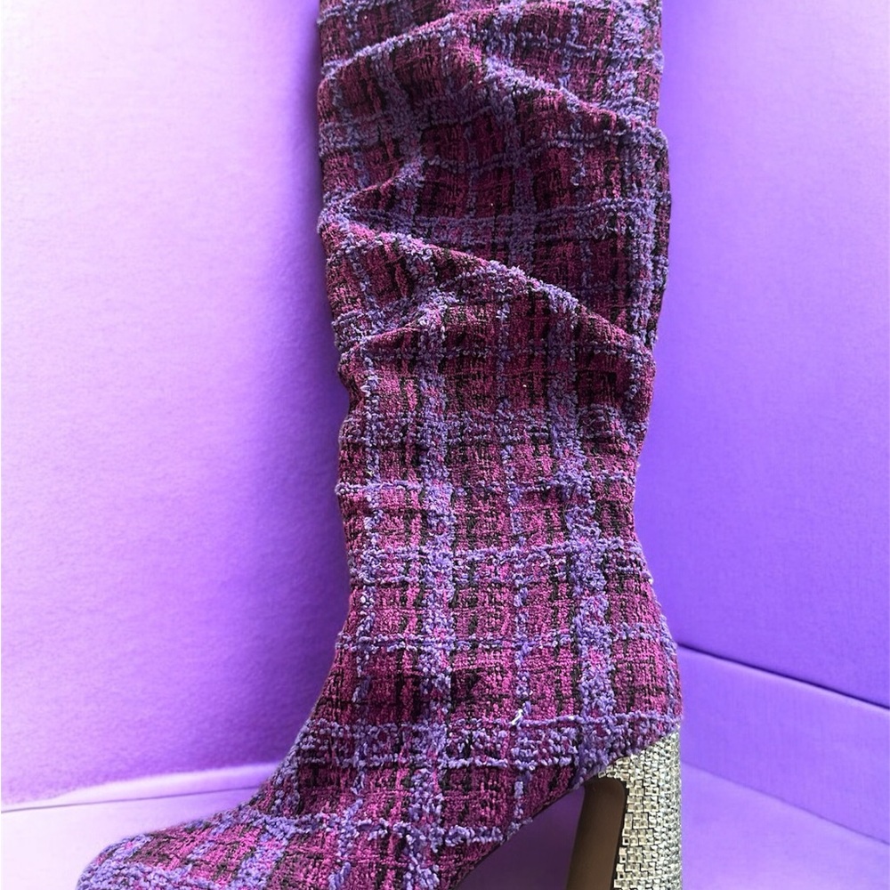 Betsey Johnson Purple Textured Women's Boots 7.5 - Picture 2 of 4